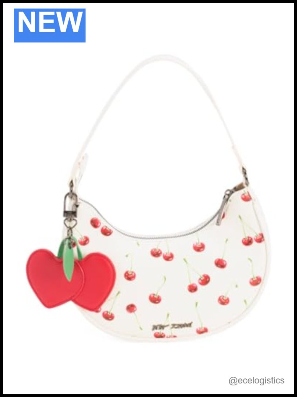 Faux Leather Hobo Handbag with Heart Charm Crescent Shoulder Bag